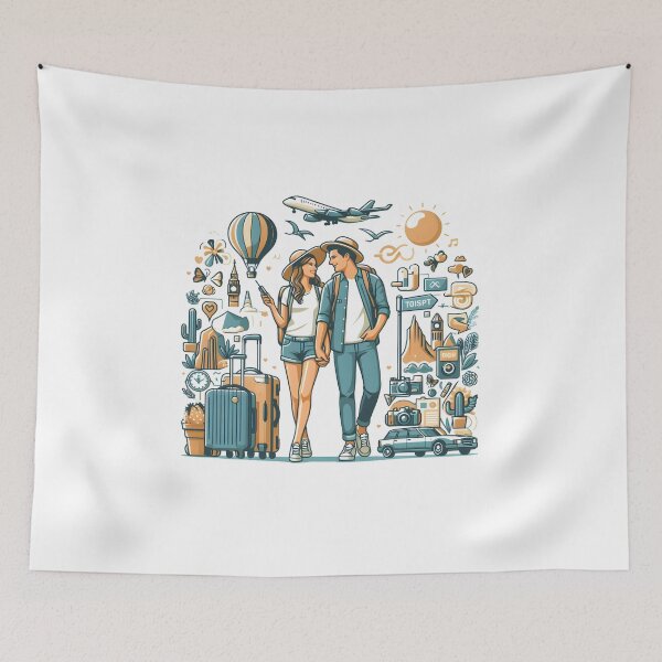 Item preview, Couple in love Travel to world together  designed and sold by vectorillus.
