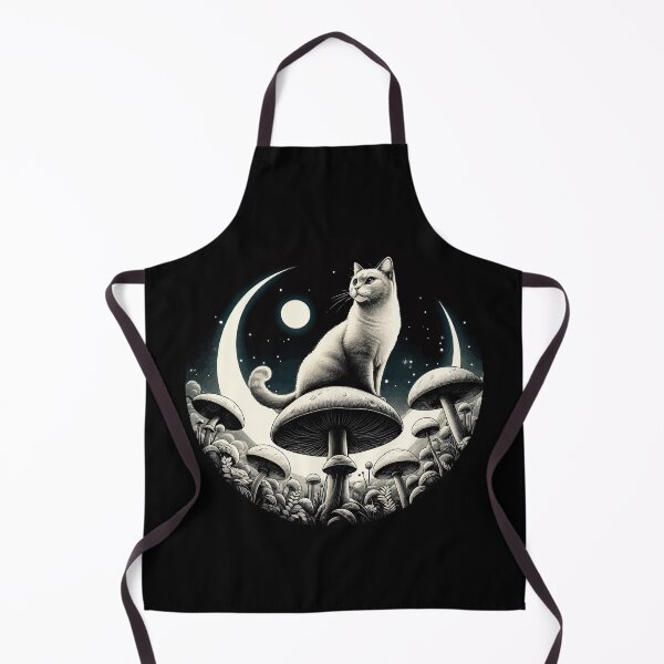 Item preview, Funny Vintage White Cat in Mushroom Garden designed and sold by TomFrontierArt.