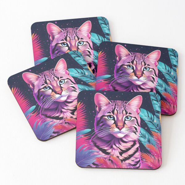 Item preview, Geoffroy's Cat Portrait Vibrant Sparkly Vaporwave Design designed and sold by ramiro.