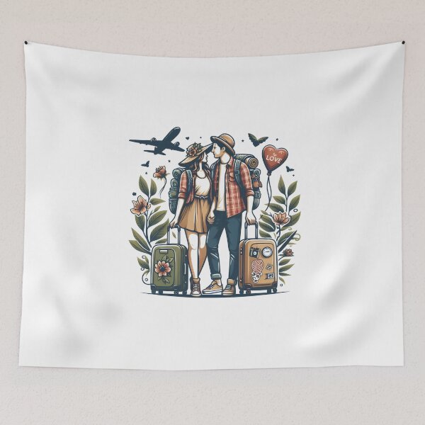 Item preview, Couple in love Travel to world together  designed and sold by vectorillus.