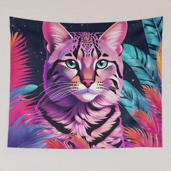 Item preview, Geoffroy's Cat Portrait Vibrant Sparkly Vaporwave Design designed and sold by ramiro.
