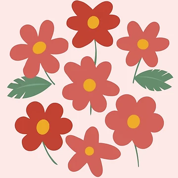 Artwork thumbnail, Red Minimal Flower Pattern  by PatternInArt