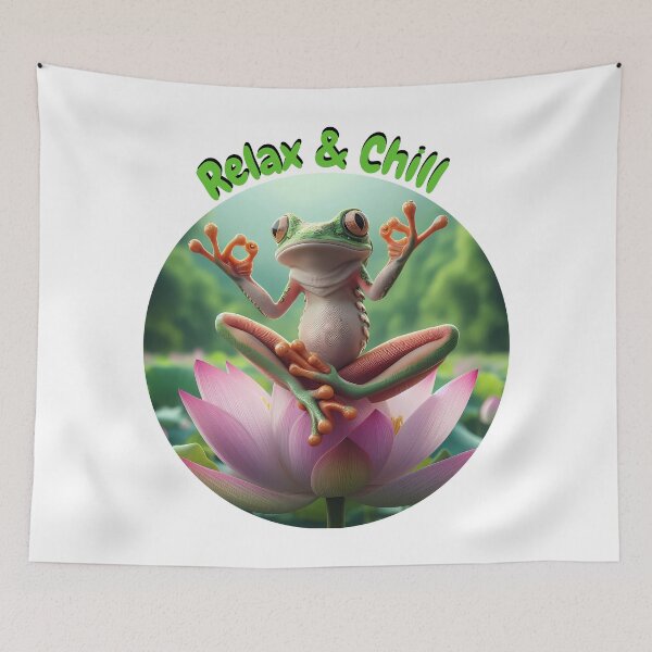 Item preview, Relax & Chill Frog in the Lotus designed and sold by Toms Tee.