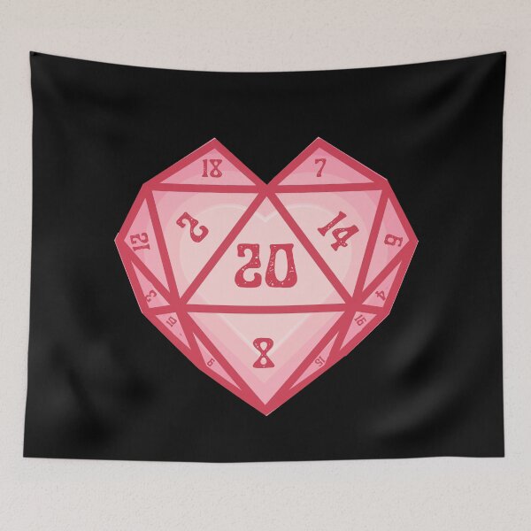 Item preview, D20 Heart: Valentines heart for Dungeons and Dragons dnd players (pink and black) designed and sold by DungeonAtelier.