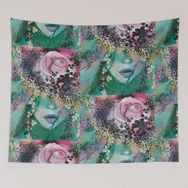 Item preview, Wall art print - painting of beautiful Girl Warrior-Super woman - NEVER LOOK BACK -  floral painterly design designed and sold by navitalidesign.