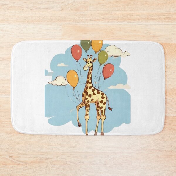 Item preview, Funny graceful giraffe soaring through the sky with baloons ,safari animals , designed and sold by kozlebozle007.