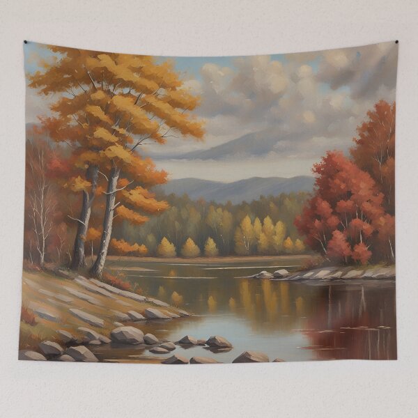 Item preview, Autumn Lake Landscape | Vintage Art Print designed and sold by JM-ESTONIA.