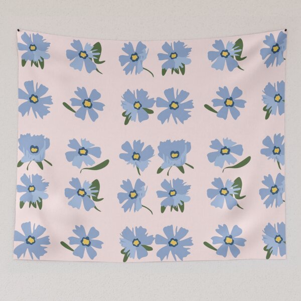 Item preview, Blue Minimal Flower Pattern  designed and sold by PatternInArt.