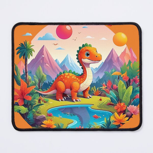 Item preview, Sunny Dino Oasis: Orange dinosaurs reflected in nature designed and sold by Minpadesign.