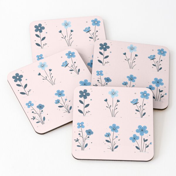 Item preview, Blue Minimal Wildflower Pattern  designed and sold by PatternInArt.