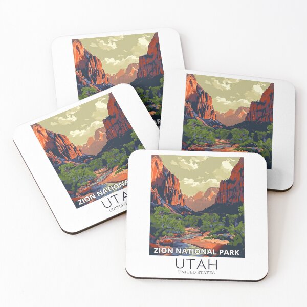 Item preview, A Pop Art Travel Print of Zion National Park - Utah - US designed and sold by StudioRedKoala.