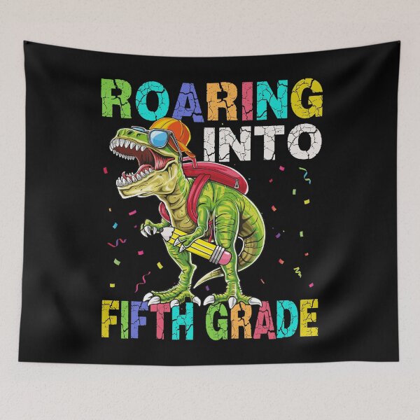 Item preview, Roaring Into Fifth Grade Dinosaur T Rex Back to School Boys designed and sold by MobyStickers.
