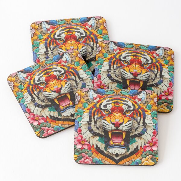 Item preview, Multicoloured Tiled Tiger designed and sold by Mugpics.