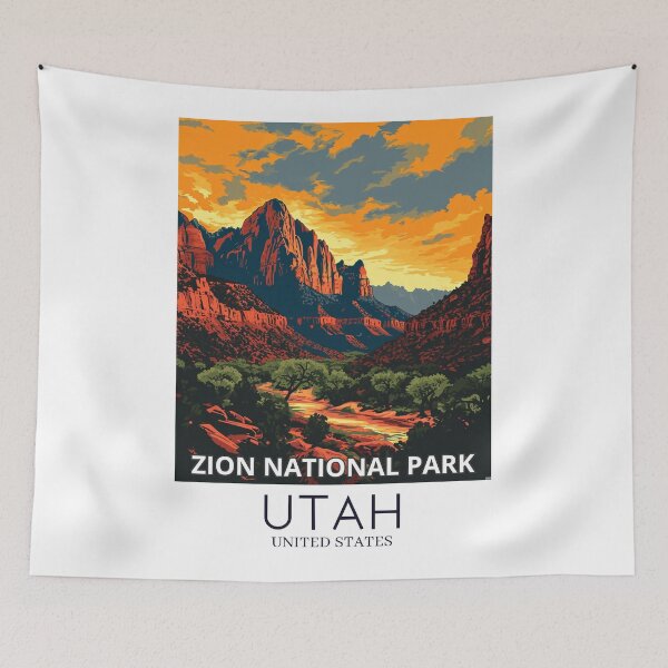 Item preview, A Pop Art Travel Print of Zion National Park - Utah - US designed and sold by StudioRedKoala.