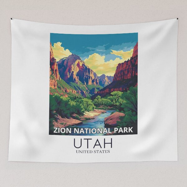 Item preview, A Pop Art Travel Print of Zion National Park - Utah - US designed and sold by StudioRedKoala.