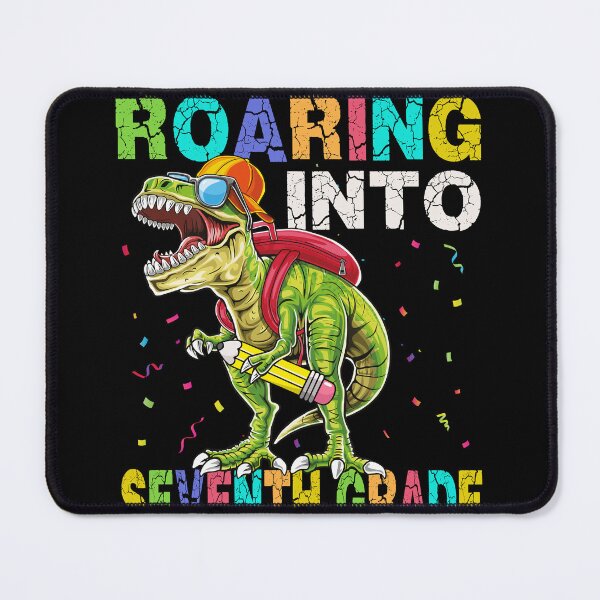 Item preview, Roaring Into Seventh Grade Dinosaur T Rex Back to School designed and sold by MobyStickers.