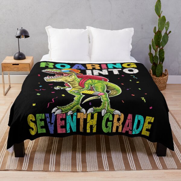 Item preview, Roaring Into Seventh Grade Dinosaur T Rex Back to School designed and sold by MobyStickers.