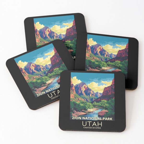 Item preview, A Pop Art Travel Print of Zion National Park - Utah - US designed and sold by StudioRedKoala.