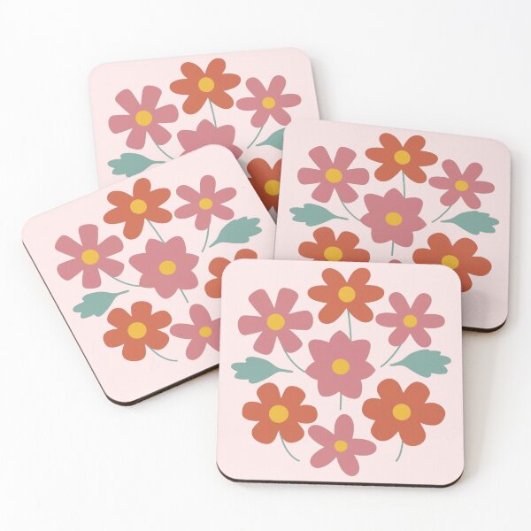 Item preview, Red and Pink Minimal Flower Pattern  designed and sold by PatternInArt.