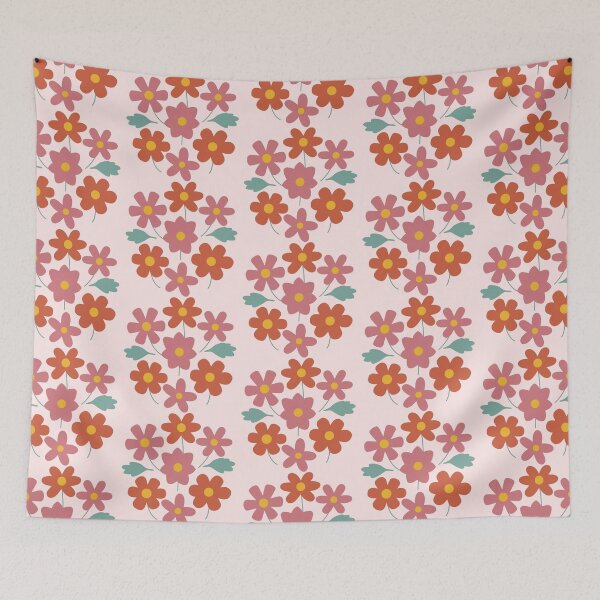 Item preview, Red and Pink Minimal Flower Pattern  designed and sold by PatternInArt.