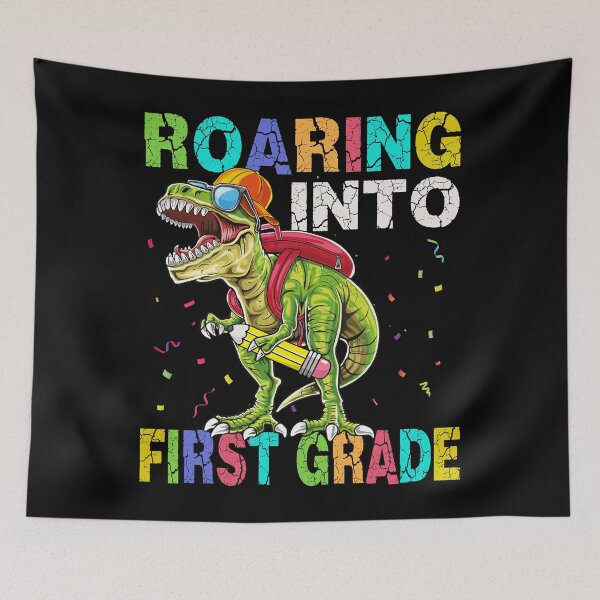 Item preview, Roaring Into First Grade Dinosaur T Rex Back to School Boys designed and sold by MobyStickers.