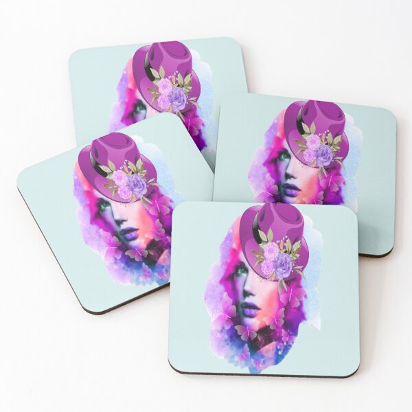 Item preview, Abstract Lady with Hat,  Bohemian design, Abstraction, bold colorful abstract playful design inspired by nature designed and sold by Adri Barnard.