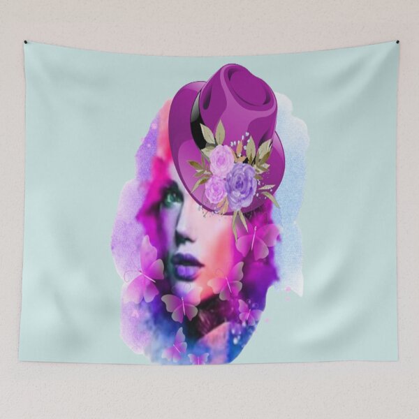Item preview, Abstract Lady with Hat,  Bohemian design, Abstraction, bold colorful abstract playful design inspired by nature designed and sold by Adri Barnard.