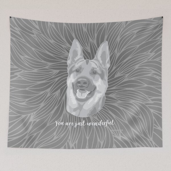Item preview, Grey Smiling German Shepherd "You are just wonderful" 031301 designed and sold by DuFauna.