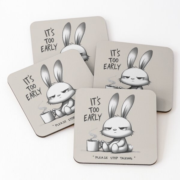 Item preview, Grumpy Morning Bunny Coffee Tee - "It's Too Early" Edition designed and sold by RuyaFab.