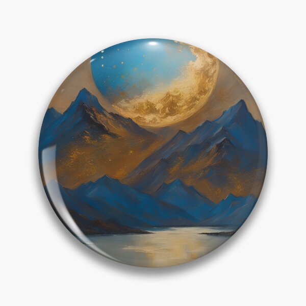 Item preview, Moon Glow Over Mountains and Water | Vintage Art  designed and sold by JM-ESTONIA.