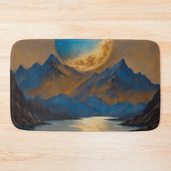 Item preview, Moon Glow Over Mountains and Water | Vintage Art  designed and sold by JM-ESTONIA.