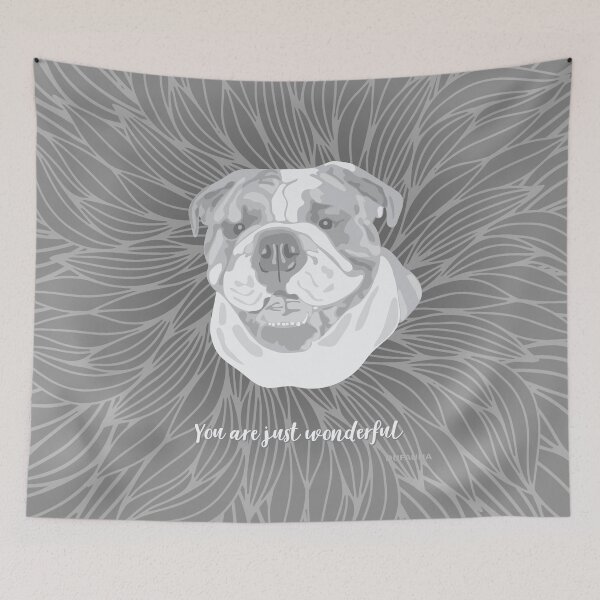Item preview, Grey Smiling English Bulldog "You are just wonderful" 031301 designed and sold by DuFauna.
