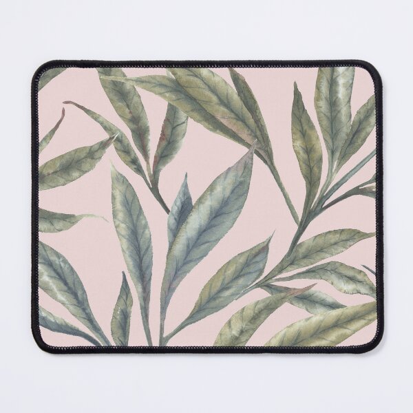Item preview, Watercolor green leaves seamless pattern with a pink background. designed and sold by NadyaSaen.