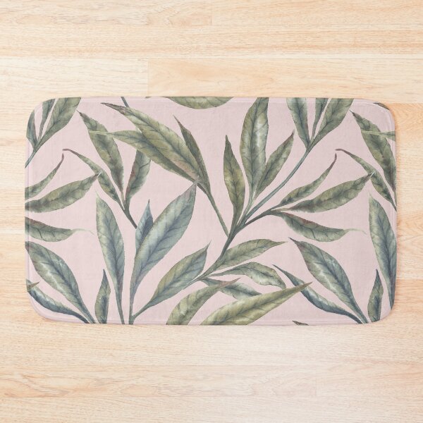Item preview, Watercolor green leaves seamless pattern with a pink background. designed and sold by NadyaSaen.