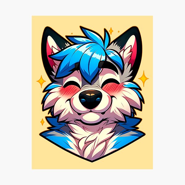 Item preview, Blushing Happy Furry Anthro Wolf ^_^ designed and sold by BlueBullBazaar.