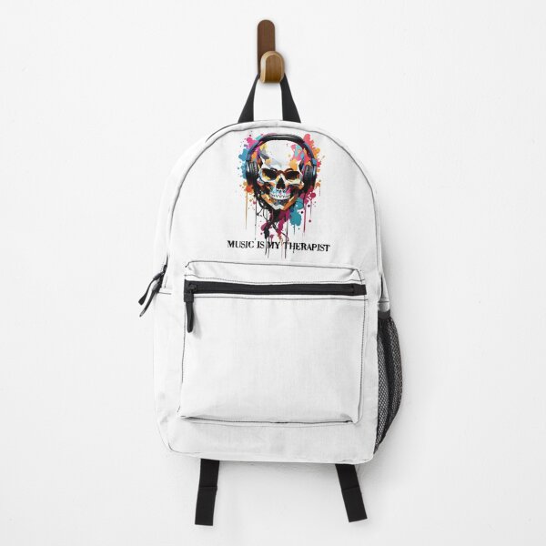 Item preview, Music is my therapist, skull with headphones graffiti style designed and sold by Bigsy-Art.