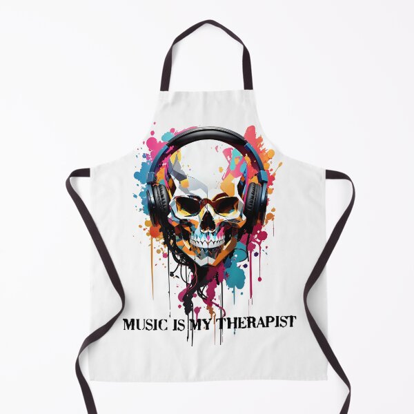 Item preview, Music is my therapist, skull with headphones graffiti style designed and sold by Bigsy-Art.