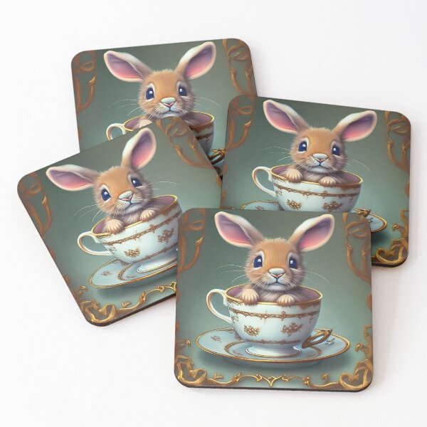 Item preview, Bunny Tea kids vintage cute animal children retro cookie designed and sold by Cyber Kids.