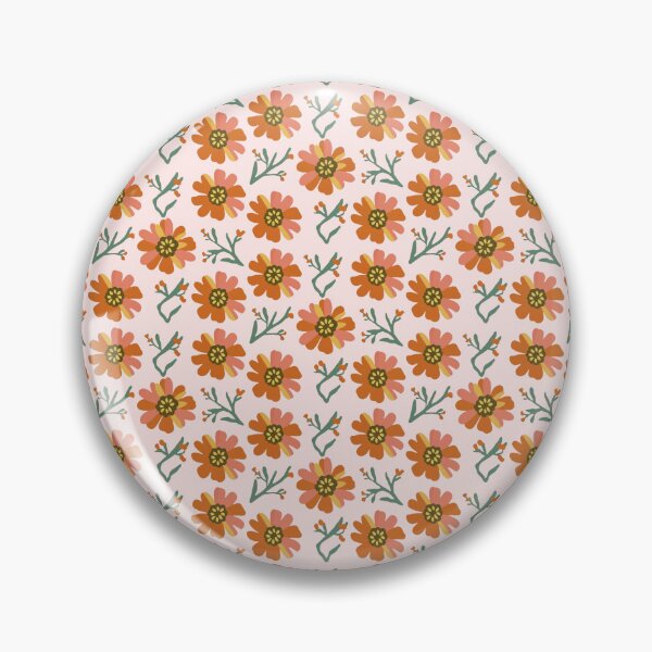 Item preview, Orange and Pink Minimal Flower Pattern  designed and sold by PatternInArt.