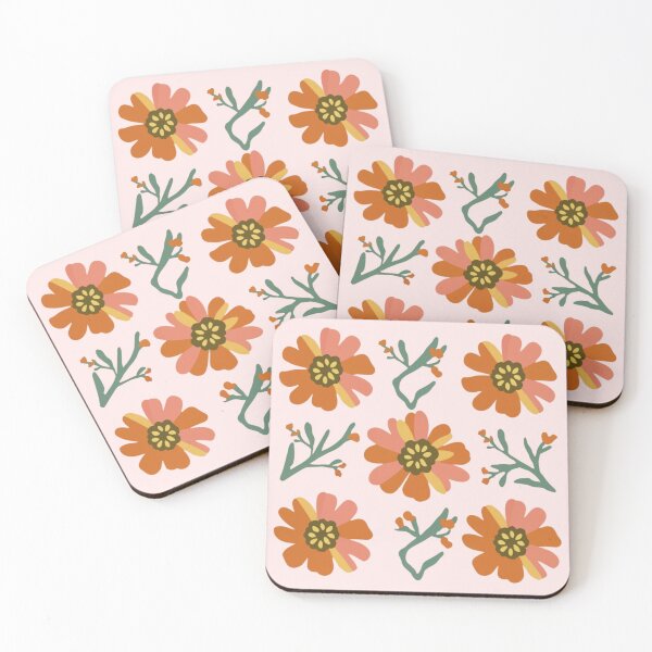 Item preview, Orange and Pink Minimal Flower Pattern  designed and sold by PatternInArt.