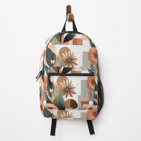 Item preview, Mid Century Botanical Retro Geometric Leaves Florals Terra Cota Green designed and sold by Prints and Lifestyle.