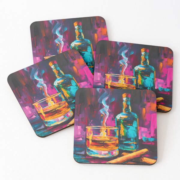 Item preview, Spiritual Harmony- Celebrating Whiskey and Cigar in a Bold Impasto Strokes Soiree AI Generated designed and sold by OlfactoART Studio.