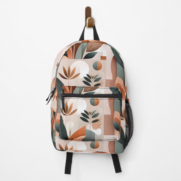 Item preview, Mid Century Botanical Retro Geometric Leaves Florals Terra Cota Green designed and sold by Prints and Lifestyle.