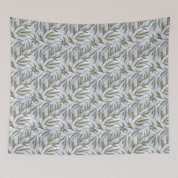 Item preview, Watercolor indigo blue Peonies with buds and leaves seamless pattern. designed and sold by NadyaSaen.