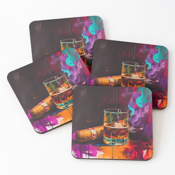 Item preview, Brushstroke Revelry- Vibrant Whiskey and Cigar Celebratory Symphony AI Generated designed and sold by OlfactoART Studio.