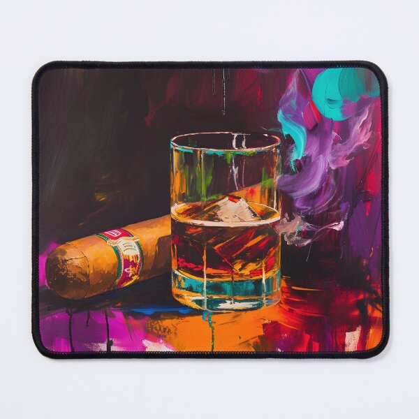 Item preview, Brushstroke Revelry- Vibrant Whiskey and Cigar Celebratory Symphony AI Generated designed and sold by OlfactoART Studio.