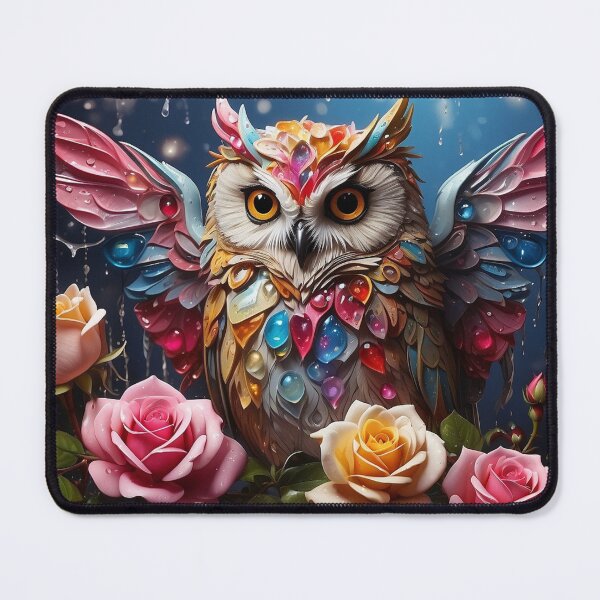 Item preview, Colorful Owl Amidst Pink Roses designed and sold by T-shirtMill.