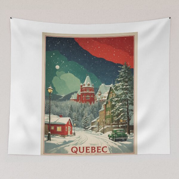 Item preview, Quebec Snow Starry Night and Moon Vintage Poster Tourism designed and sold by TravelersGems.