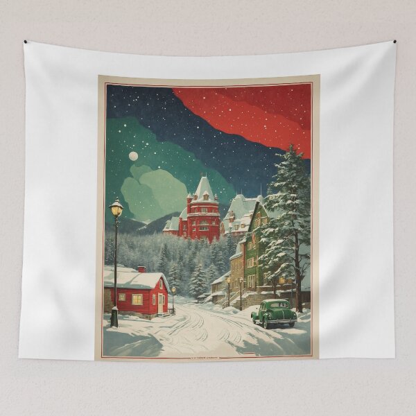 Item preview, Quebec Snow Starry Night and Moon Vintage Poster Tourism designed and sold by TravelersGems.