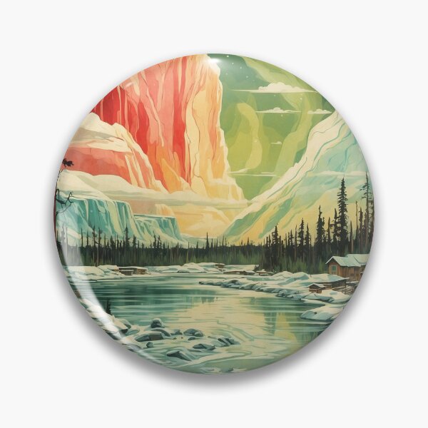 Artikelvorschau, Yellowknife Snow Starry Night Aurora Borealis Vintage Poster Tourismus entworfen und verkauft von TravelersGems.